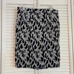 Lane Bryant Black and Light Grey Lace Stretchy Pencil Skirt Size 14